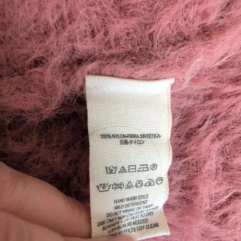Free People Dusty Pink Rose Fluffy Open Cardigan Longline Sweater M Cozy Soft‎